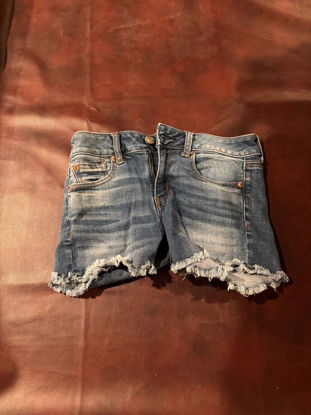 American Eagle Denim Shorts Size 0 Blue Distressed Cut Off